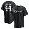 Atlanta Braves #44 Hank Aaron Player Black HOLBERT Home Game Stitched Jerseys