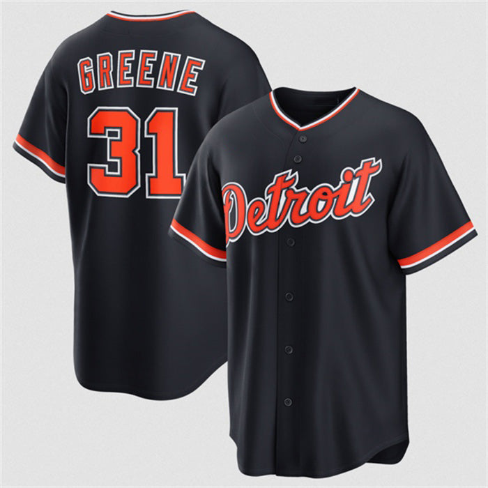 Detroit Tigers #31 Riley Greene Navy HOLBERT Alternate Stitched Jersey
