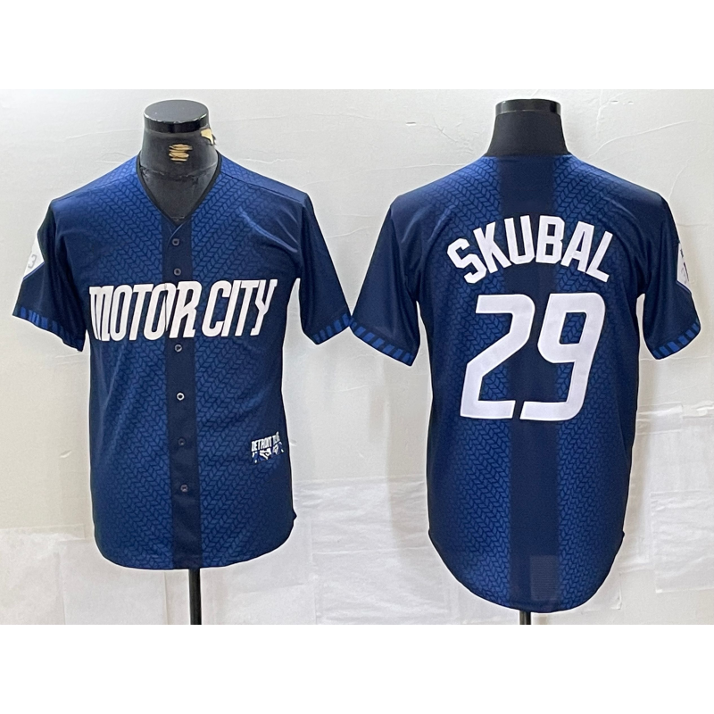 Detroit Tigers #29 Tarik Skubal 2024 Navy HOLBERT City Connect Cool Base Limited Stitched Jersey