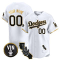 Custom Los Angeles Dodgers Vin & California Patch Gold Trim Vapor Premier Limited Jersey ¨C White Gold HOLBERT