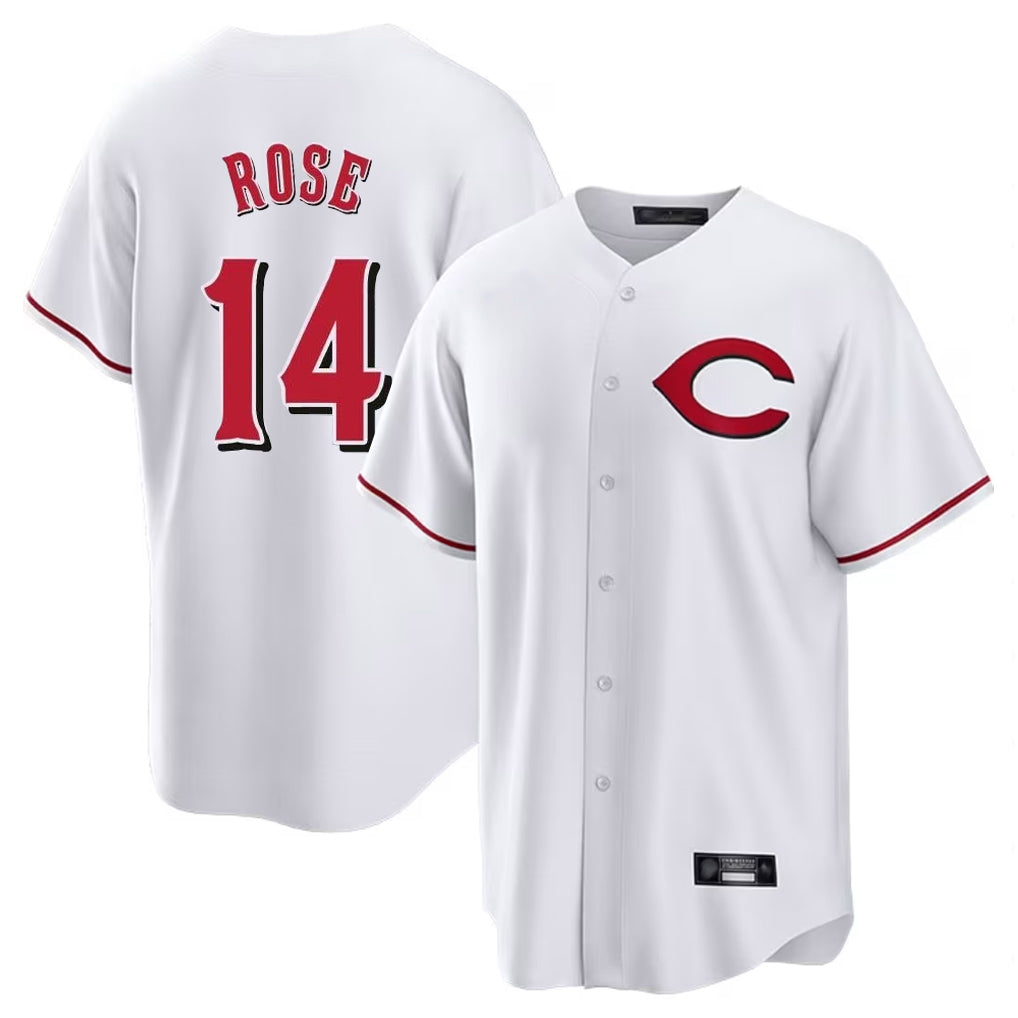 Cincinnati Reds #14 Pete Rose Player White HOLBERT Home Game Stitched Jerseys