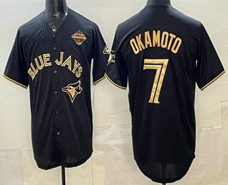 Toronto Blue Jays #7 Kazuma Okamoto Black Gold HOLBERT 2025 American League Champions Limited Stitched Jersey