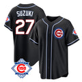 Chicago Cubs #27 Seiya Suzuki Player Black HOLBERT Fashion Out 150th Anniversary Game Stitched Jerseys
