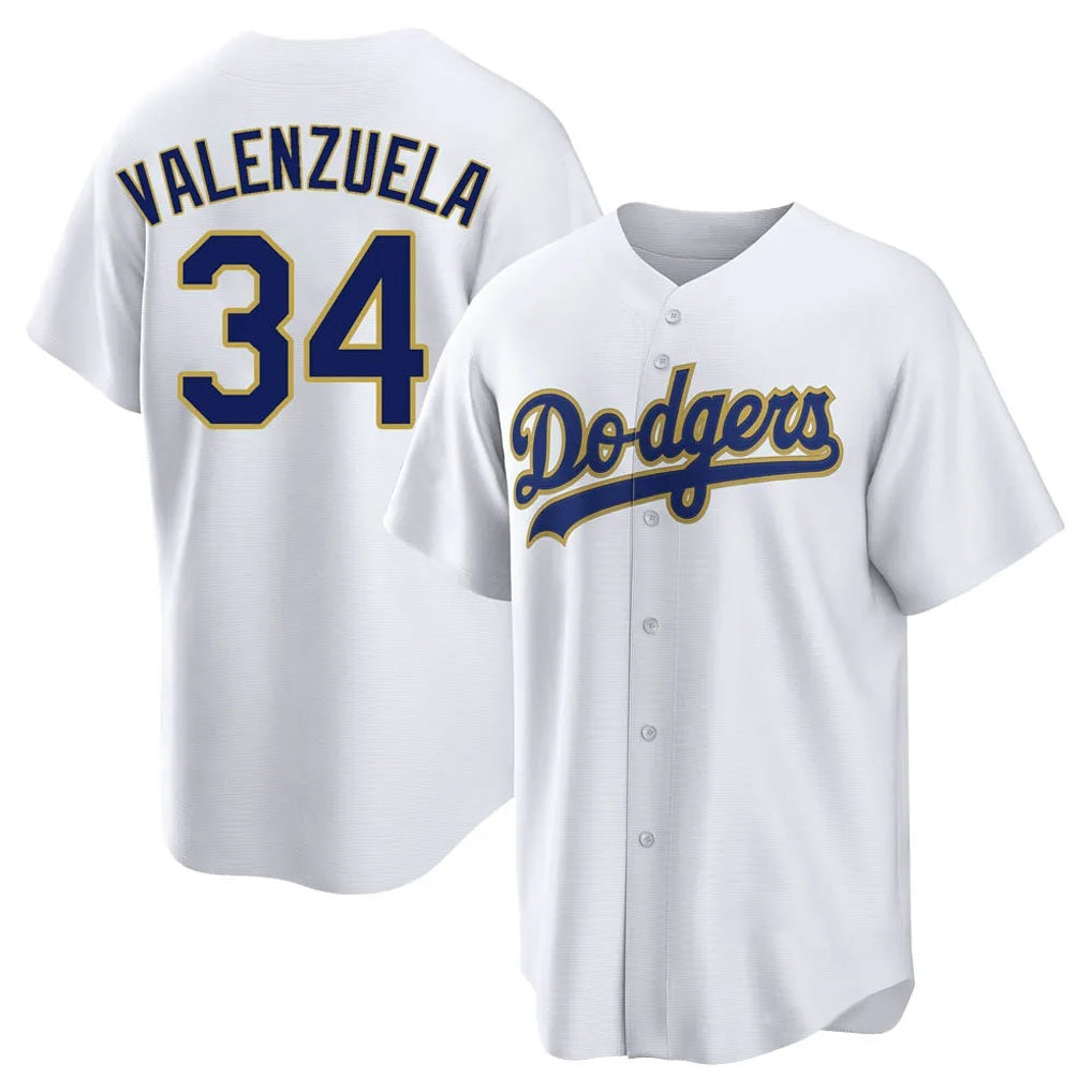 Los Angeles Dodgers #34 Fernando Valenzuela Player Gold White HOLBERT 2026 Collection Stadium Game Stitched Jerseys