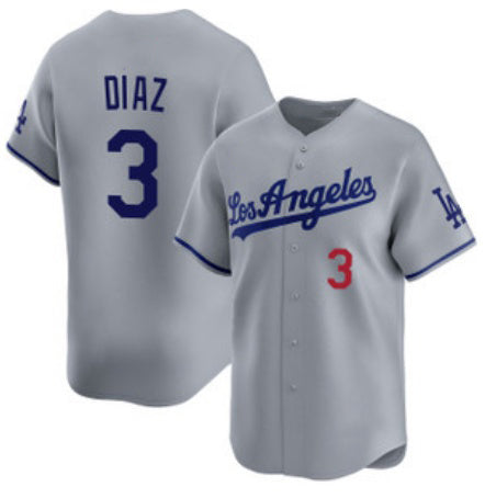 Los Angeles Dodgers #3 Edwin D¨ªaz Grey HOLBERT Cool Base Stitched Jersey