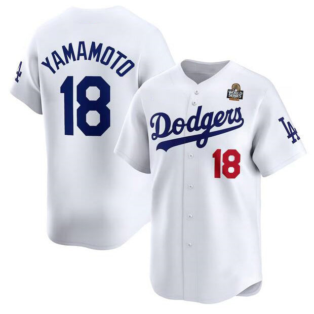 Los Angeles Dodgers #18 Yoshinobu Yamamoto White HOLBERT 2024 World Series Home Limited Stitched Jersey