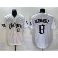 Los Angeles Dodgers #8 Enrique Hernandez White HOLBERT 2025 LA Gothic Style With 2024 World Series Champions Patch Vapor Premier Limited Stitched Jersey