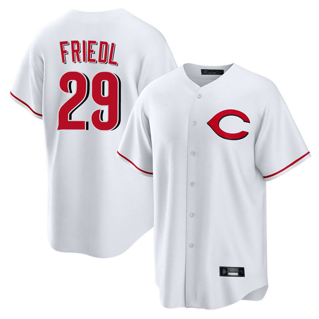 Cincinnati Reds #29 TJ Friedl Player White HOLBERT Home Game Stitched Jerseys