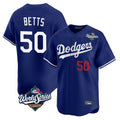 Los Angeles Dodgers #50 Mookie Betts Player Royal HOLBERT World Series Limited Home Stitched Jerseys