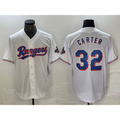 Texas Rangers #32 Evan Carter White HOLBERT 2023 World Series Champions Cool Base Jersey