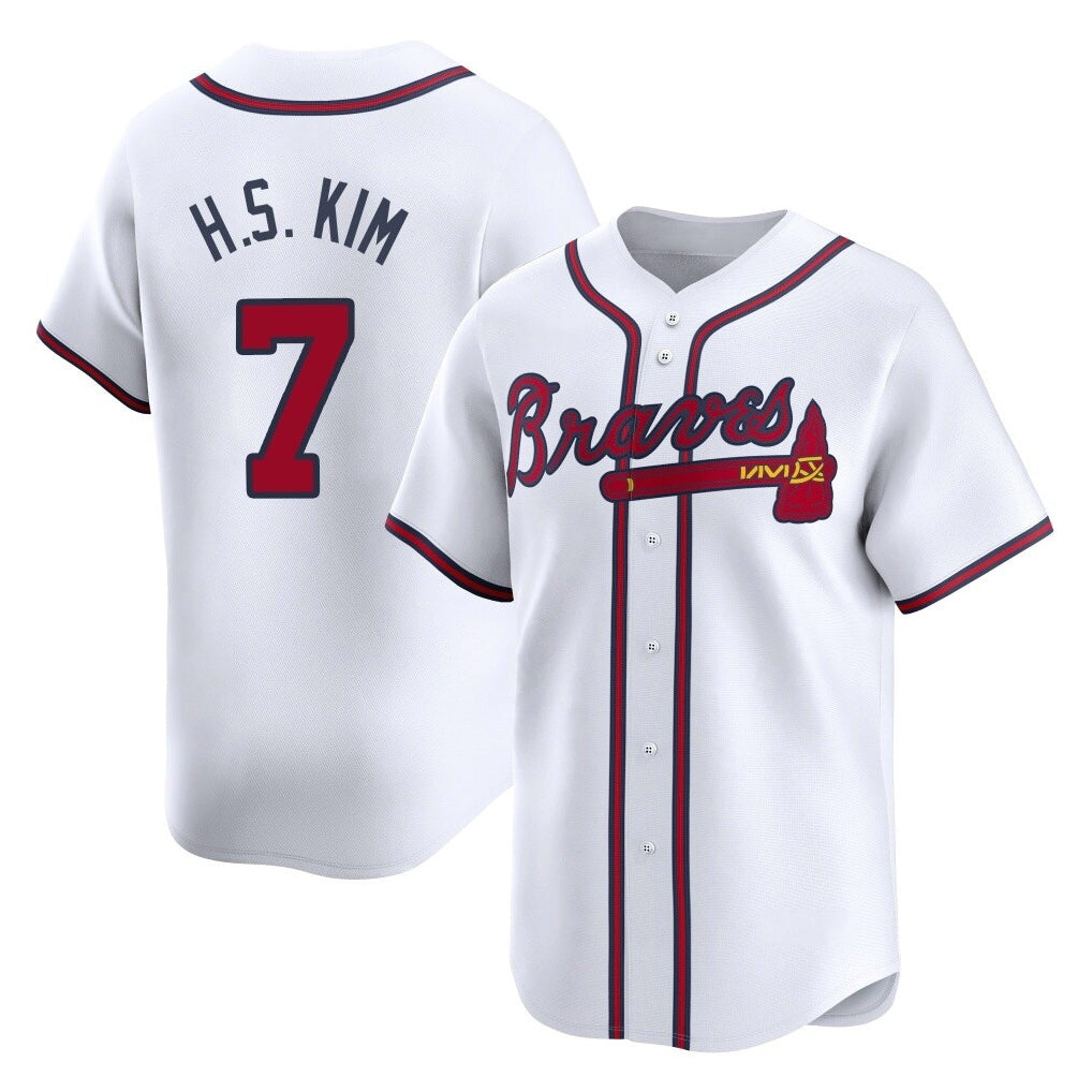 Atlanta Braves #7 Ha-Seong Kim Player White HOLBERT Limited Home Game Stitched Jerseys