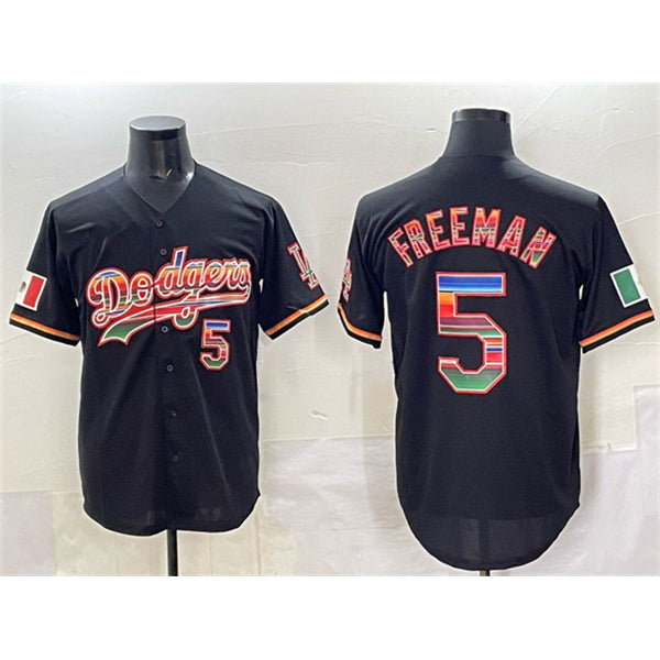 Los Angeles Dodgers #5 Freddie Freeman Black HOLBERT Mexico Cool Base Stitched Jersey