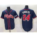 Atlanta Braves #24 Deion Sanders Navy HOLBERT 2025 Speedway Classic Alternate Stitched Jersey