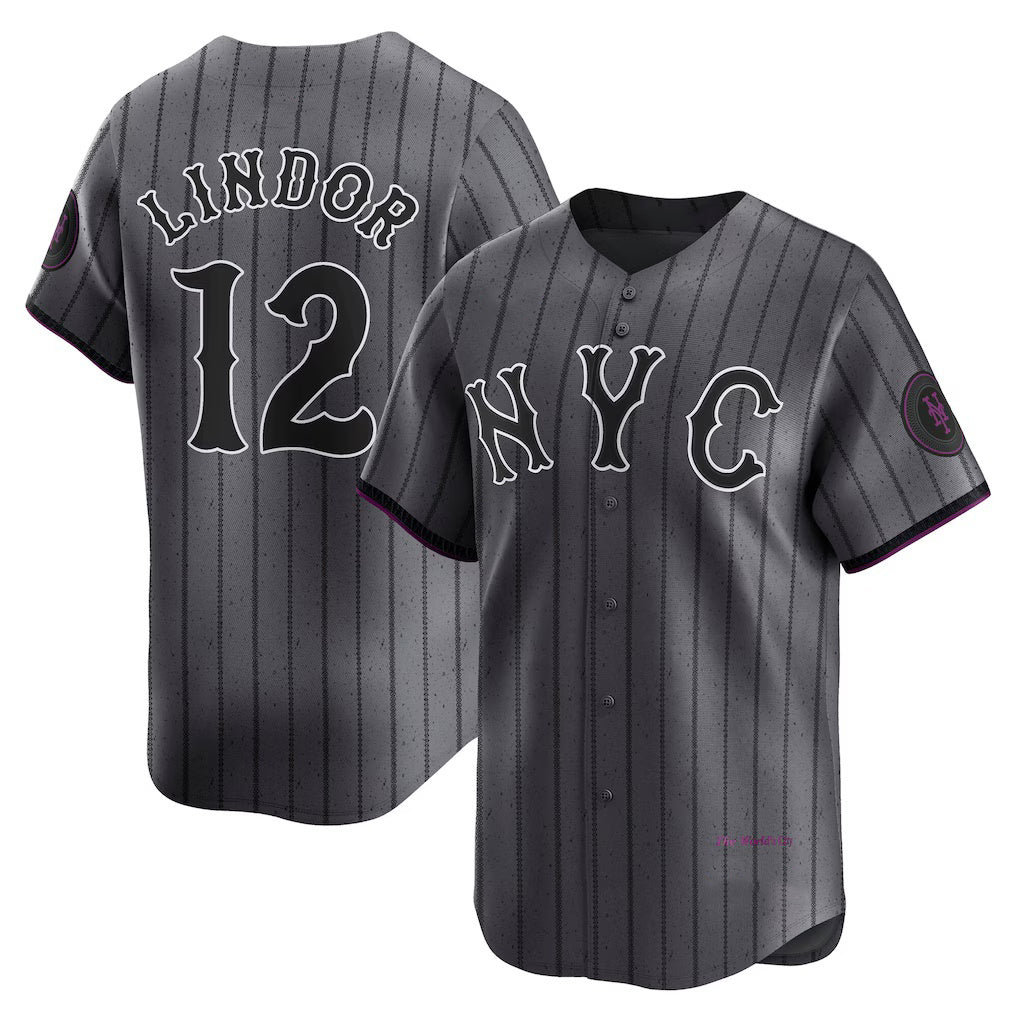 New York Mets #12 Francisco Lindor Gray HOLBERT City Connect Limited Player Jersey