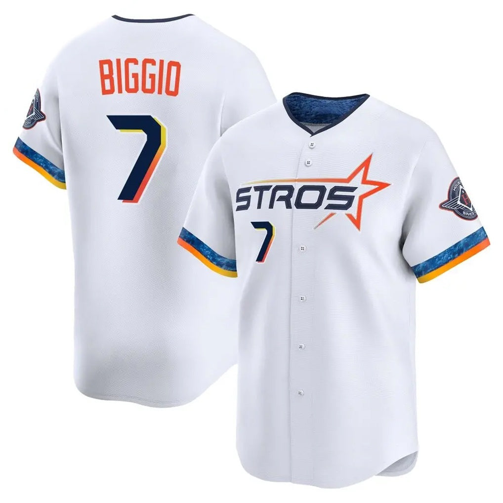 Houston Astros #7 Craig Biggio Player White HOLBERT City Connect Limited Home Stitched Jerseys