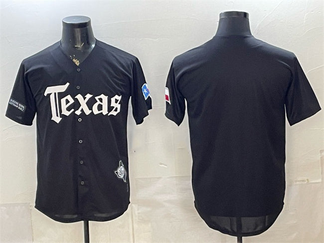 Texas Rangers Blank Black HOLBERT Gothic Mexico 2025 Vapor Premier Limited Stitched Jersey