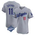 Los Angeles Dodgers #11 Roki Sasaki Player Gray HOLBERT World Series Meet Limited Elite Home Stitched Jerseys