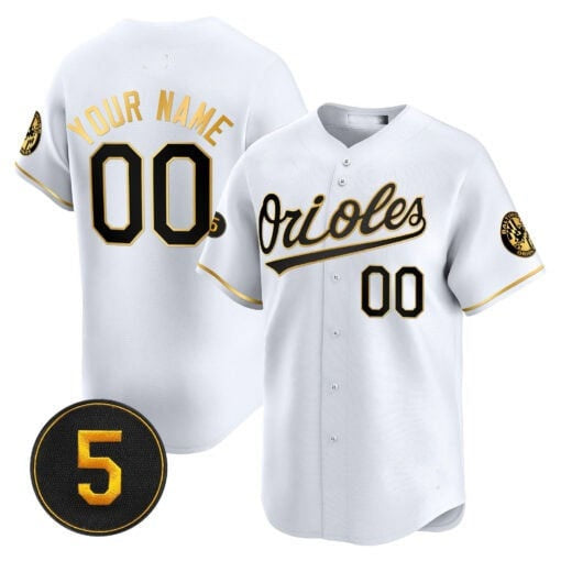 Custom Baltimore Orioles Robinson Patch Vapor Premier Limited Jersey ¨C White Gold HOLBERT