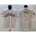 Houston Astros #3 Jeremy Pena 2023 White Gold HOLBERT World Serise Champions Patch Flex Base Stitched Jersey