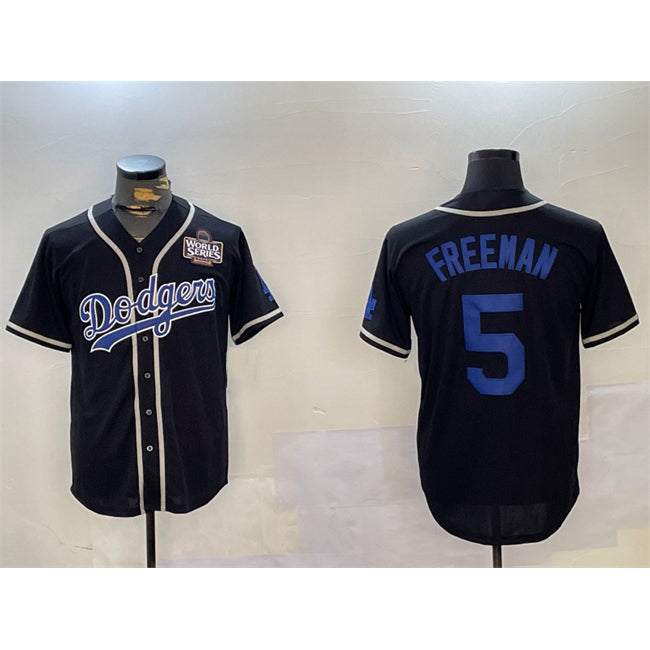 Los Angeles Dodgers #5 Freddie Freeman Black HOLBERT 2024 World Series Cool Base Stitched Jerseys