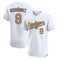 Los Angeles Dodgers #8 Enrique Hern¨¢ndez Player White Gold HOLBERT Limited Elite Home Stitched Jerseys