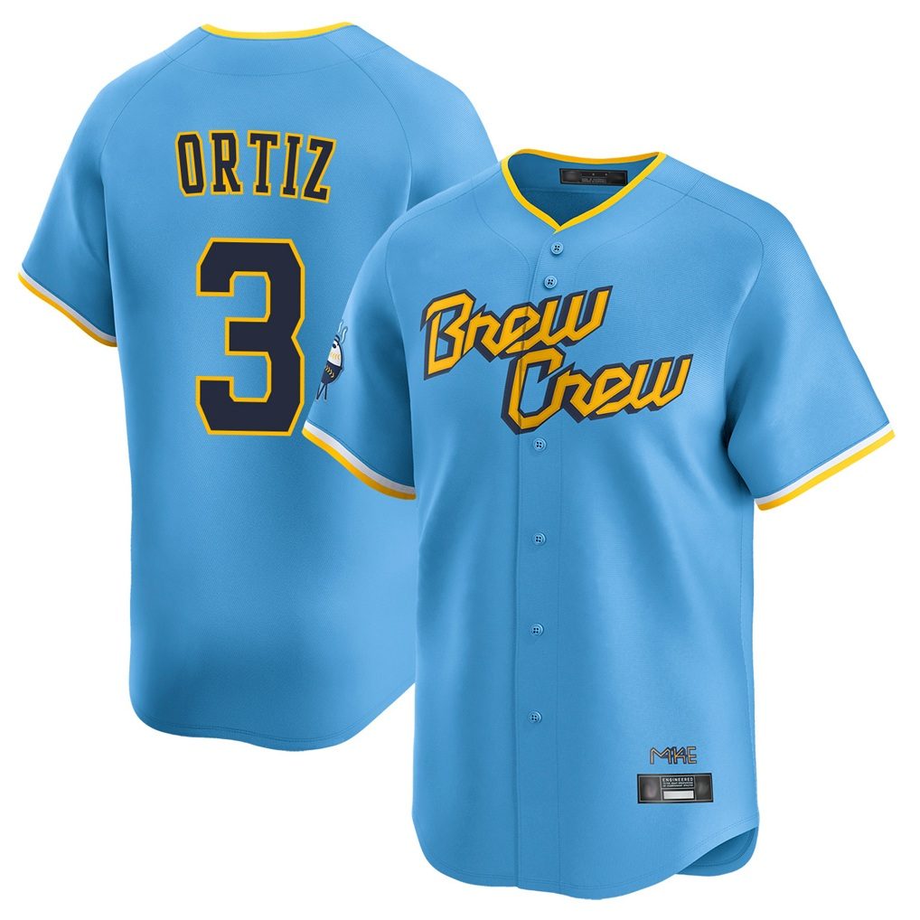 Milwaukee Brewers #3 Joey Ortiz Player Light Blue HOLBERT City Connect Home Limited Stitched Jerseys