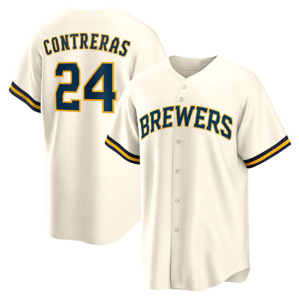 Milwaukee Brewers #24 William Contreras Cream HOLBERT Home Replica Jersey