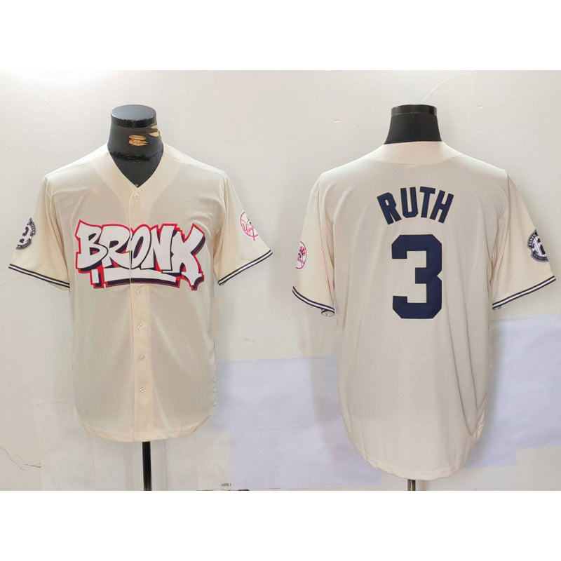 New York Yankees #3 Babe Ruth Cream HOLBERT Limited Stitched Jersey 2