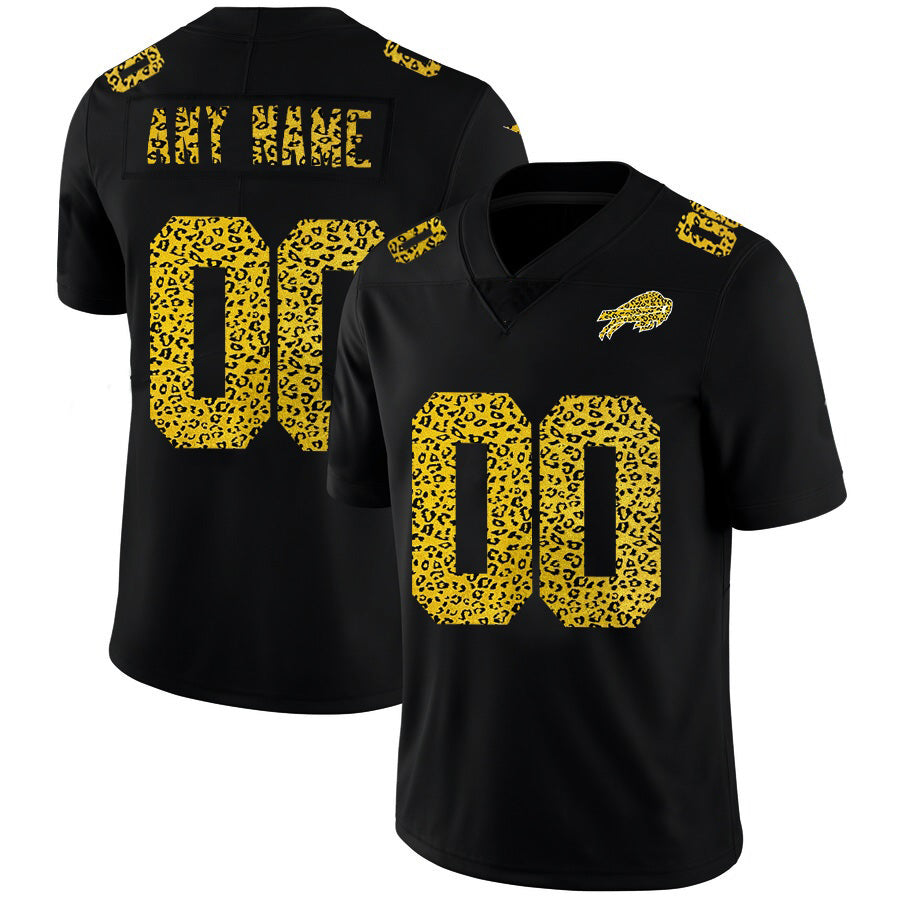 Custom B.Bills Black HOLBERT Leopard Print Fashion Vapor Limited Jersey