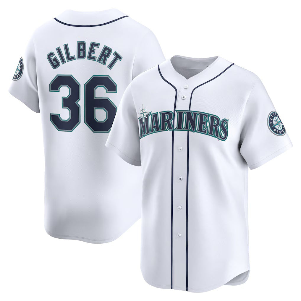 Seattle Mariners #36 Logan Gilbert White HOLBERT Home Limited Player Jersey