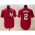 New York Yankees #2 Derek Jeter Red HOLBERT Fashion Cool Base Jersey