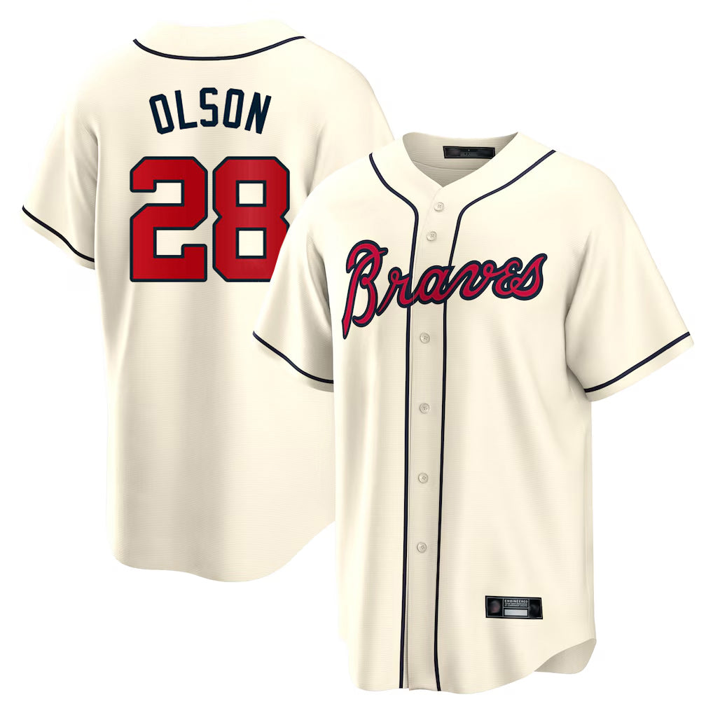 Atlanta Braves #28 Matt Olson Player Cream HOLBERT Home Game Stitched Jerseys