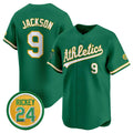 Oakland Athletics #9 Reggie Jackson Green HOLBERT 2024 Limited With Rickey Henderson Patch Stitched Jersey