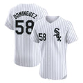Chicago White Sox #58 Seranthony Dominguez Player White HOLBERT Stripe Limited Elite Home Stitched Jerseys