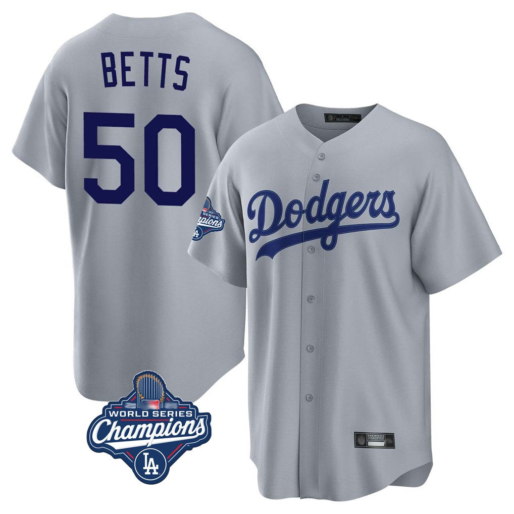 Los Angeles Dodgers #50 Mookie Betts Player Gray HOLBERT World Series Meet Game Stitched Jerseys