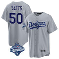 Los Angeles Dodgers #50 Mookie Betts Player Gray HOLBERT World Series Meet Game Stitched Jerseys