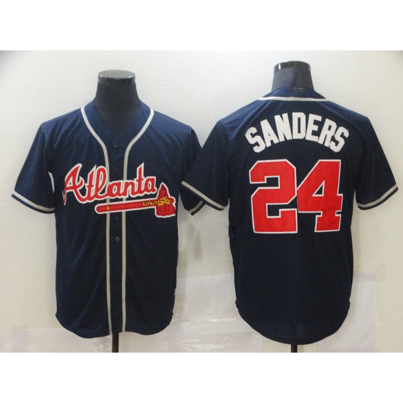 Atlanta Braves #24 Sanders Blue HOLBERT Game Jerseys