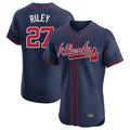 Atlanta Braves #27 Austin Riley Player Navy HOLBERT Limited Elite Home Game Stitched Jerseys
