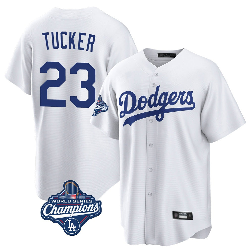 Los Angeles Dodgers #23 Kyle Tucker Player White HOLBERT World Series Meet Game Home Stitched Jerseys