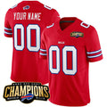 Custom B.Bills Active Player Red HOLBERT 2023 F.U.S.E. AFC East Champions Ptach Stitched Jersey