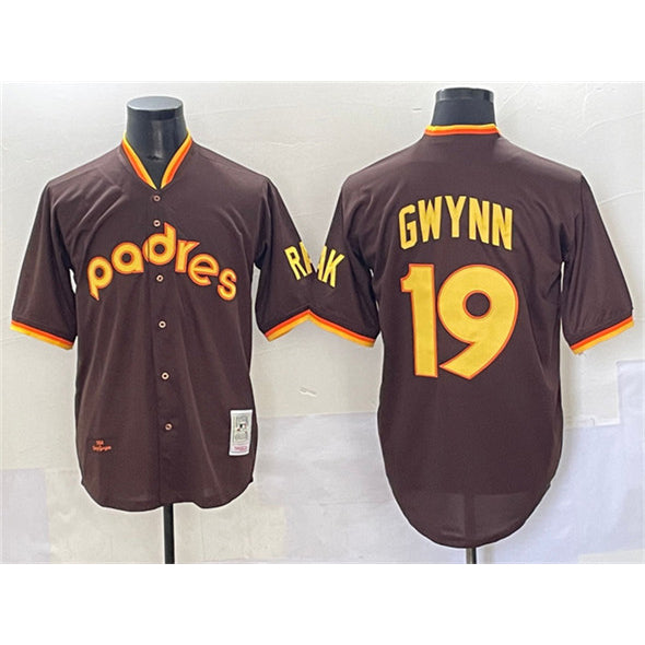 San Diego Padres #19 Tony Gwynn Brown HOLBERT Throwback Stitched Jersey