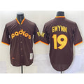 San Diego Padres #19 Tony Gwynn Brown HOLBERT Throwback Stitched Jersey