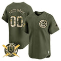 Custom Chicago Cubs Armed Forces Day Vapor Premier Limited Jersey ¨C All Stitched-Green HOLBERT