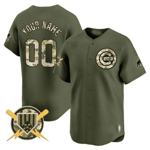 Custom Chicago Cubs Armed Forces Day Vapor Premier Limited Jersey ¨C All Stitched-Green HOLBERT