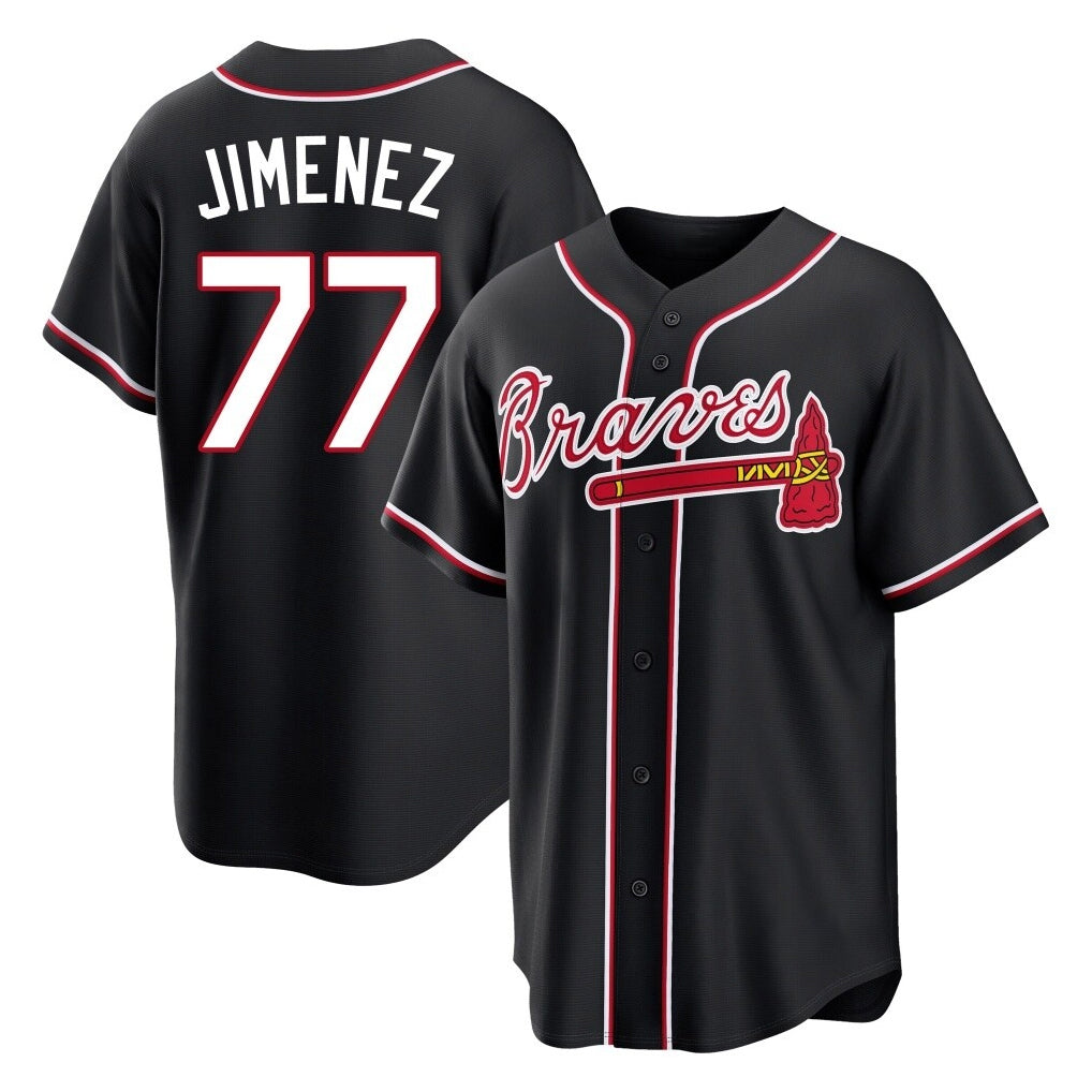Atlanta Braves #77 Joe Jimenez Player Black HOLBERT Fashion Out Game Stitched Jerseys