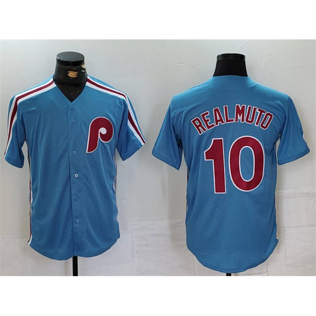 Philadelphia Phillies #10 J.T. Realmuto Blue HOLBERT Cool Base Stitched Jersey