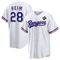 Texas Rangers #28 Jonah Heim 2023 White HOLBERT World Series Stitched Jersey