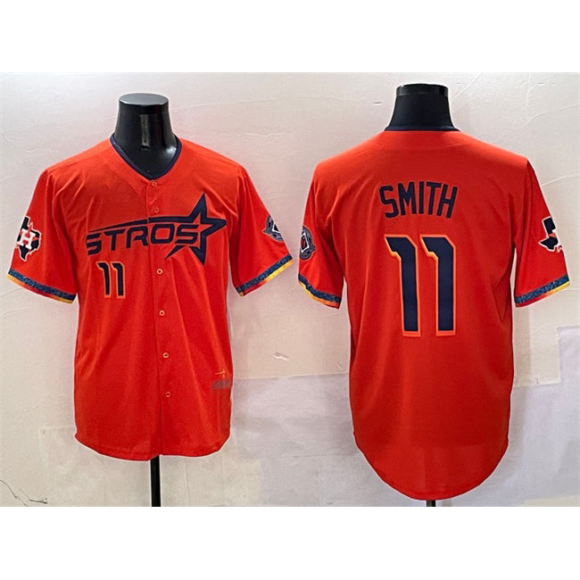 Houston Astros #11 Cam Smith Orange HOLBERT 2025 City Connect With Texas Patch Limited Stitched Jersey