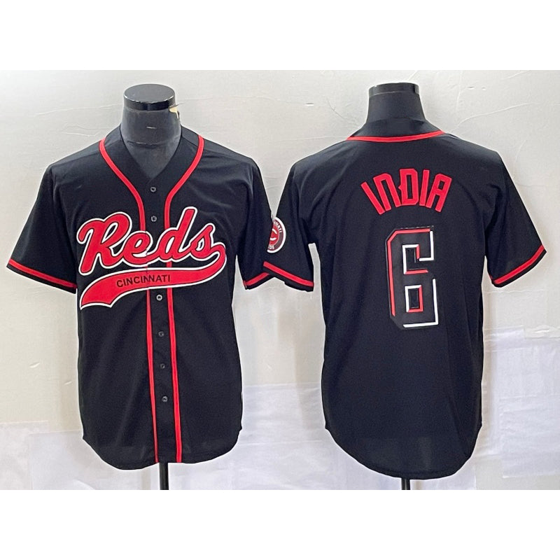 Cincinnati Reds #6 Jonathan India Black HOLBERT 2023 City Connect With Patch Stitched Jersey