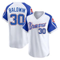 Atlanta Braves #30 Drake Baldwin Player White HOLBERT Throwback Cooperstown Collection T-shirt Game Stitched Jerseys